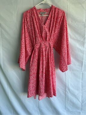 Coolibar UPF 50, Red and White dress, lightweight, size large, tie waist